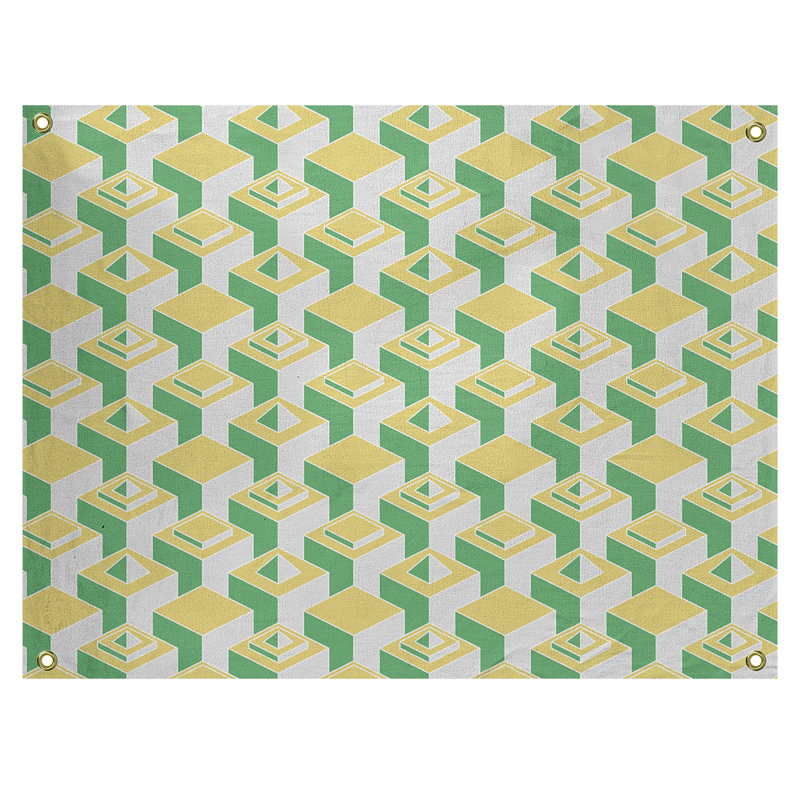 Tapisserie, H 26 po x l 36 po, Vert/jaune