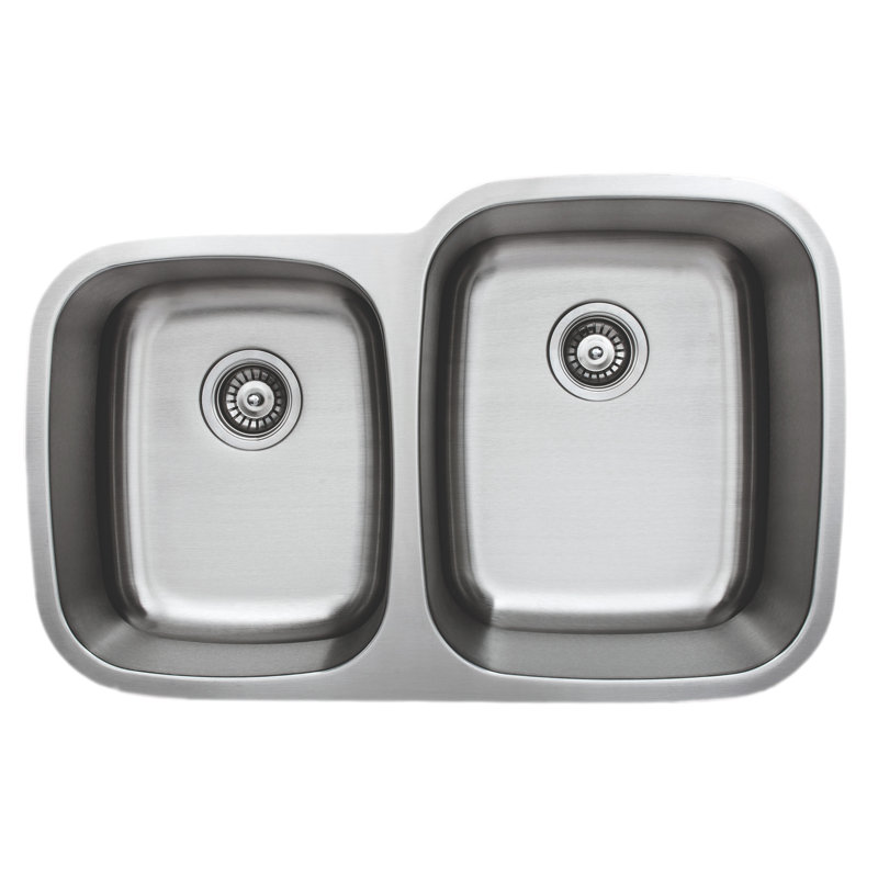 Craftsmen Series 32.125 " L Undermount Double Bowl Stainless Steel Kitchen Sink