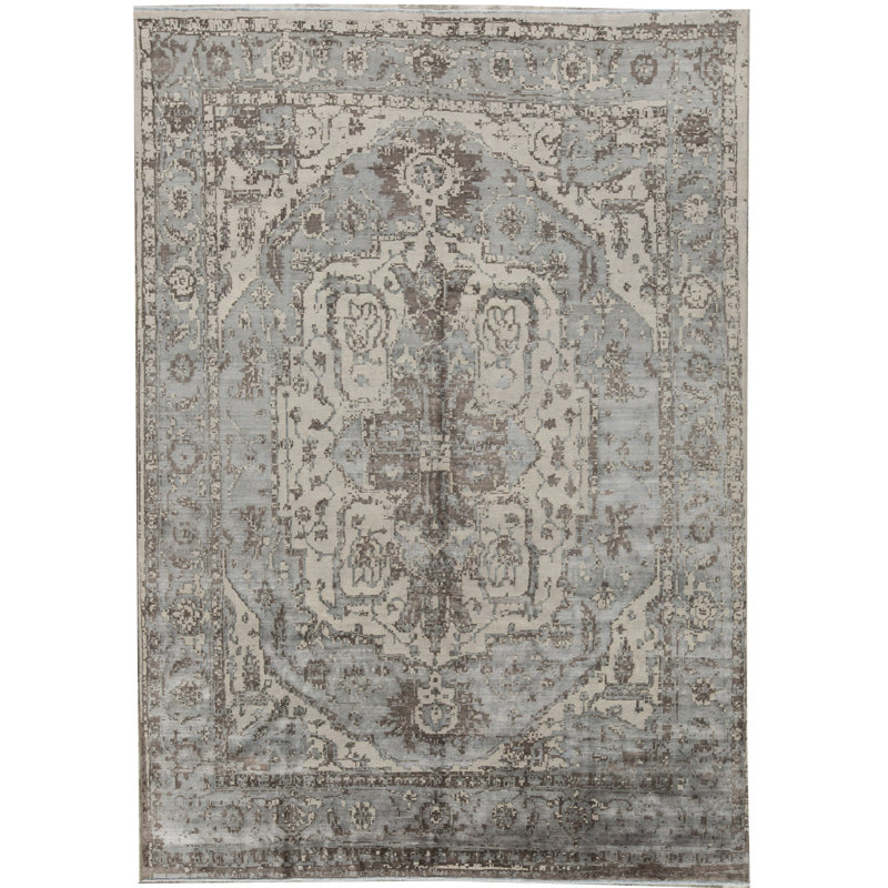 Windsom Oriental Area Rug in Beige/Gray, Rectangle 10' x 14'3"