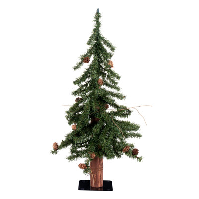 Arbre de Noël artificiel Alpine 2 pi avec pommes de pin et vigne