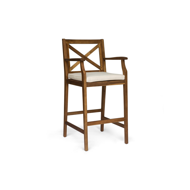 Tabouret Perla, Siège crème/Cadre brun clair