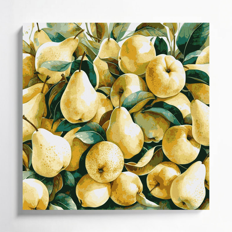 Art mural sur toile beige Fruit Nashi, H 8 po x l 8 po