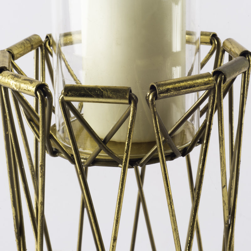 Metal Tabletop Hurricane, 10" H x 6.5" W x 6.5" D
