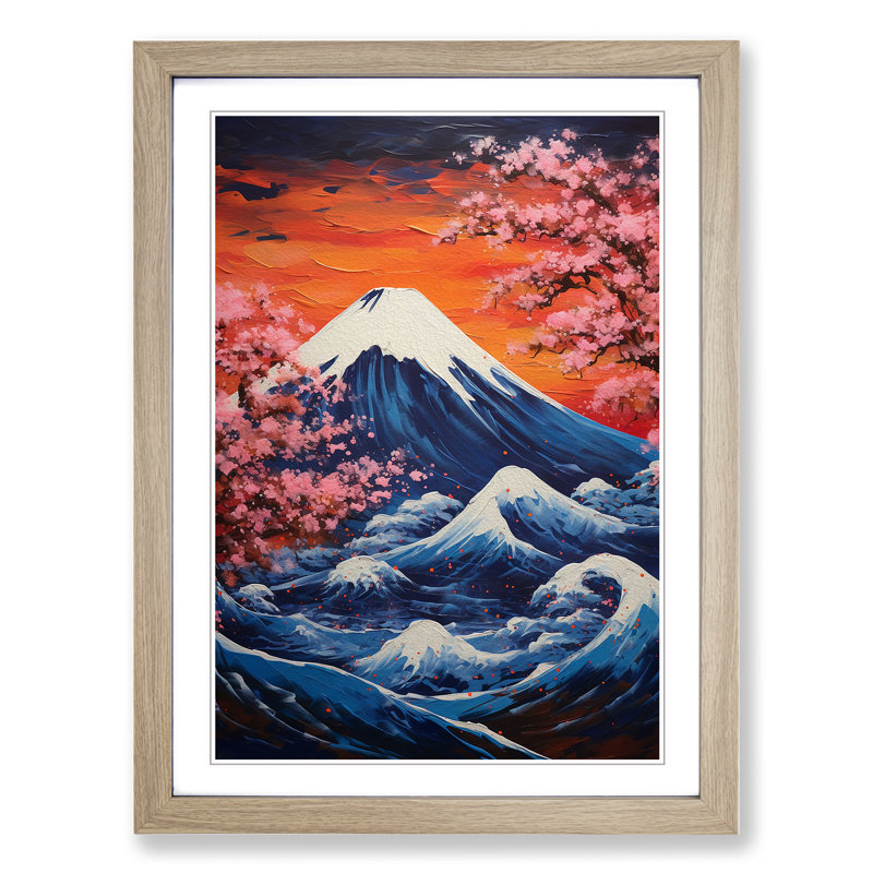 Mount Fuji Abstract - Framed Print, Oak , 34cm H x 25cm W x 2cm D