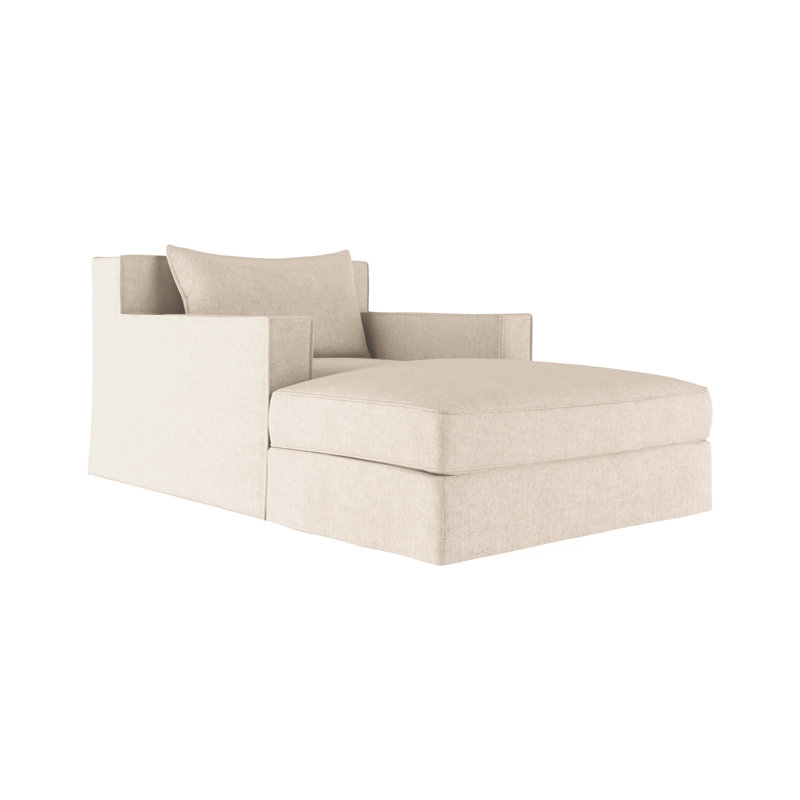 Chaise longue Mulberry, Velours moelleux huître, Naturel
