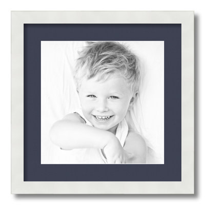 White Wood Matte Picture Frame with Mat