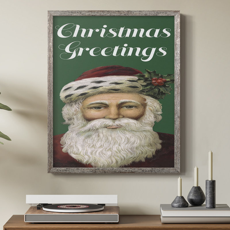 «Retro Santa Claus I», reproduction encadrée - bois massif, H 21 po x l 17 po