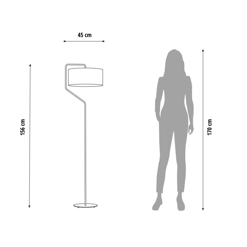 Romel 156cm Arched Floor Lamp, White, White