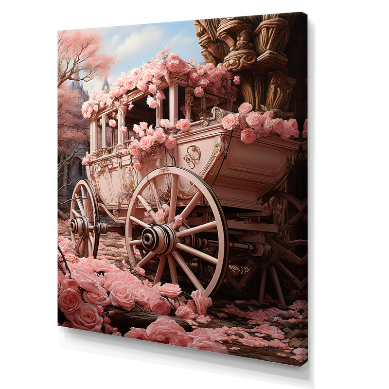 Romantisme voiture de mariage rose, H 32 po x l 16 po x P 1 po, Toile tendue