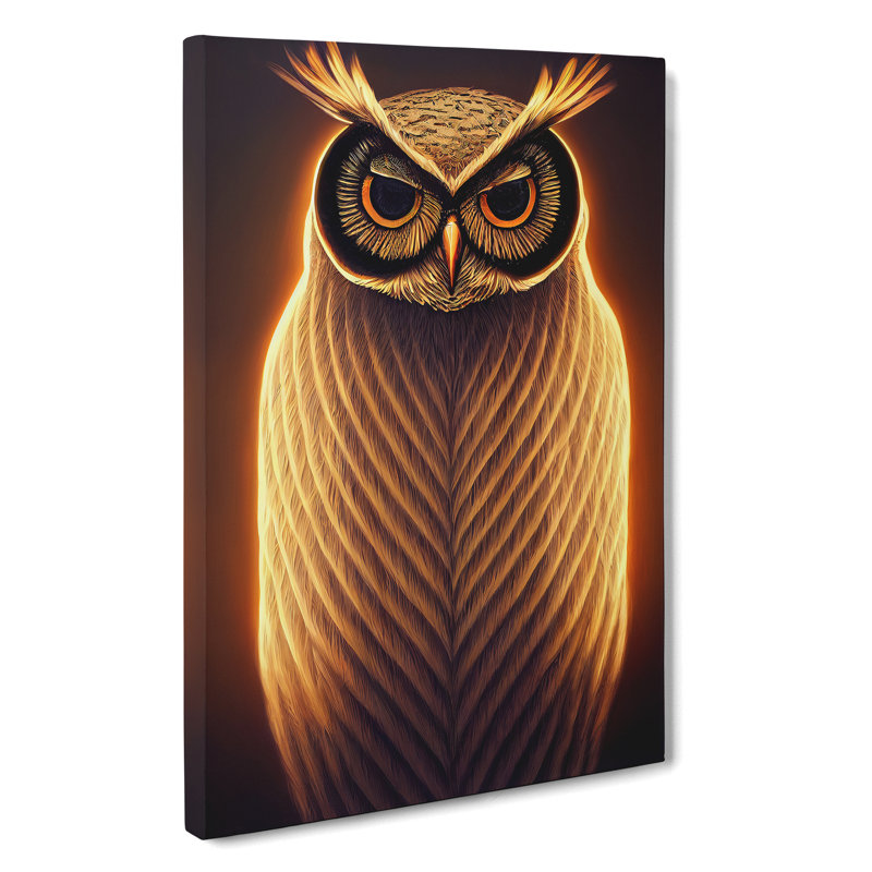 Glowing Owl - Wrapped Canvas Print, 60cm H x 40cm W x 3cm D