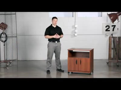 Regal Mahogany Wood Mobile Printer Stand with Cable Management
