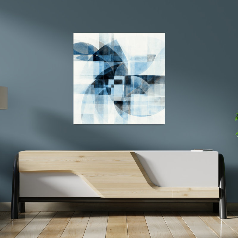 Art mural abstrait contemporain Echo In Blue II, H 36 po x l 36 po
