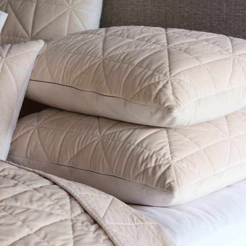 Nova Quilted Velvet Sham, Ivory, Euro 