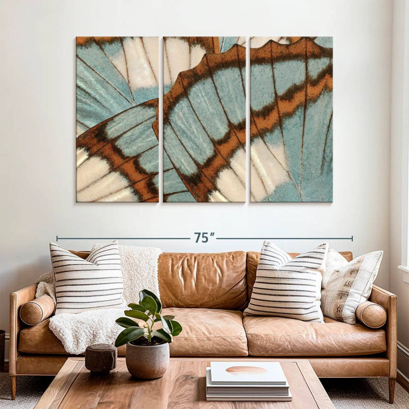 Blue Brown Butterfly Wings, 42" H x 65" W