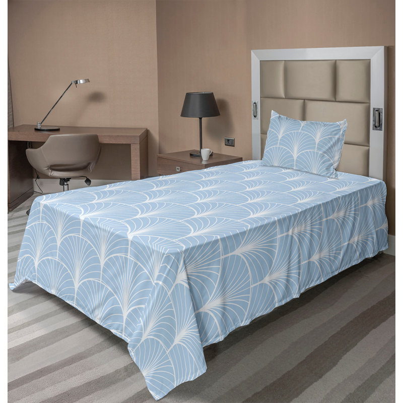 Ensemble de draps à motif de feuilles de palmier 4 pièces Ambesonne, Ensemble de draps pour lit simple TG avec 1 taie d