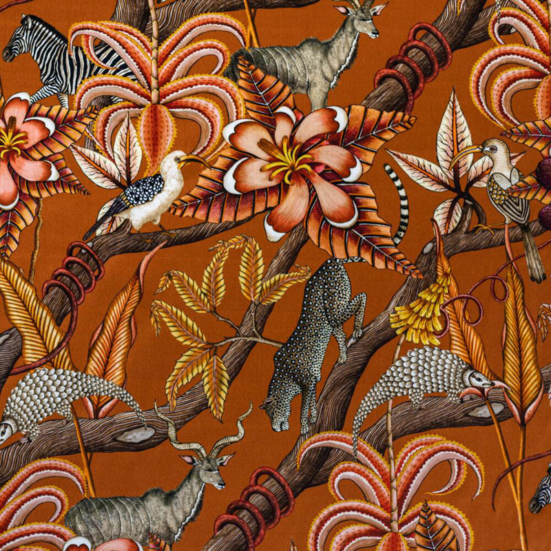 Ardmore Velvet Fabric, Rust