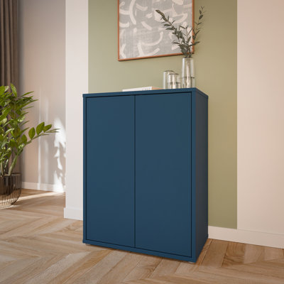 Modern minimalistic cabinet unit with 2 doors and 2 internal shelves, engineered wood, 74.5 cm W x 99.1 cm H x 41.5 cm D