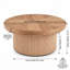 Bowe cannelé rond de 33,5 po avec plateau en bois véritable et base cylindrique, plateau de table épaissi, table basse Mid-Century moderne pour salon, petit espace-1673068347