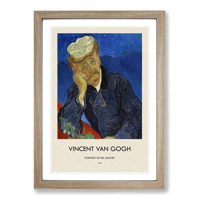 Dr Paul Gachet by Vincent Van Gogh - Single Picture Frame Print, Oak Framed, 36cm H x 27cm W x 2cm D