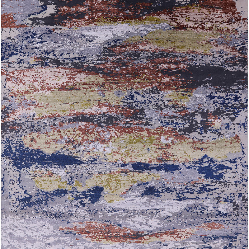 Tapis bleu / brun / vert Buckhall, Carré 5 pi