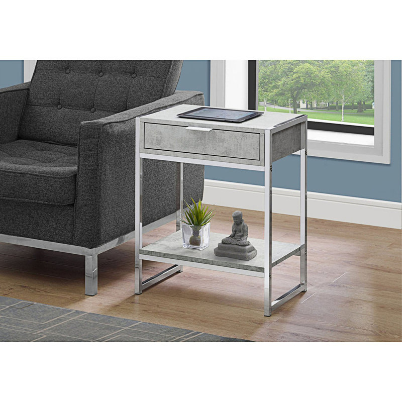 Table d'appoint, table de chevet moderne avec tiroir, petite table de chevet, Gris