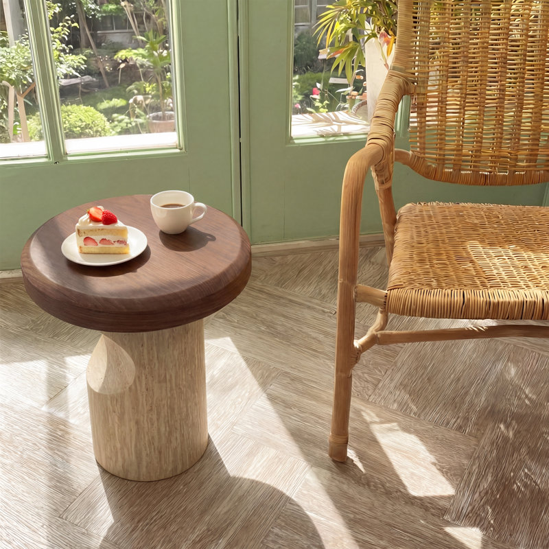 Table de chevet décorative moderne en noyer en forme de champignon
