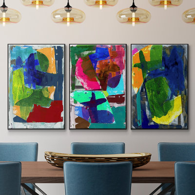 Brights Strokes I encadré sur toile, 3 pièces