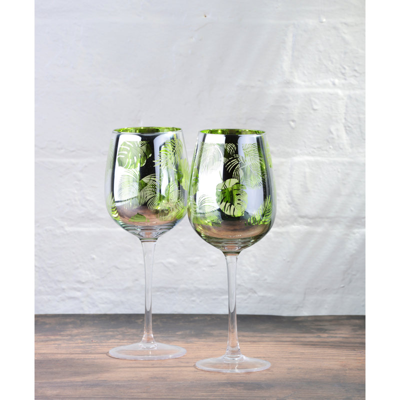 Tropical Leaves Wine Glasses
