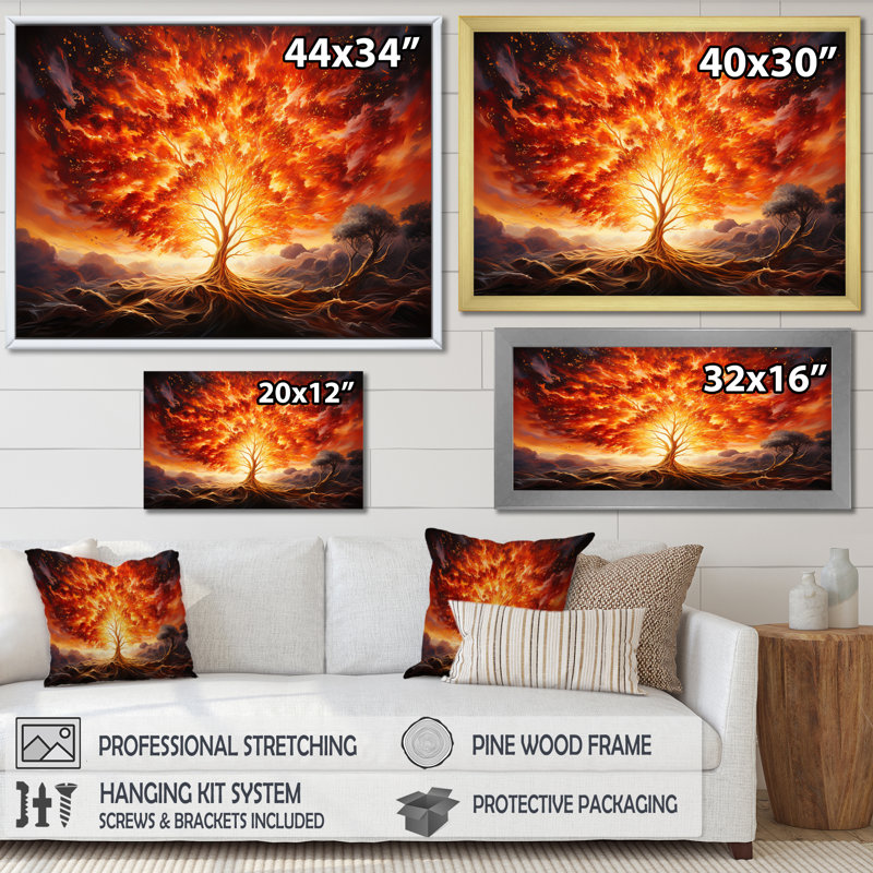 Reproduction d'art sur toile, "Moïse brûlant", Cadre flottant doré, H 30 po x l 40 po x P 1,5 po