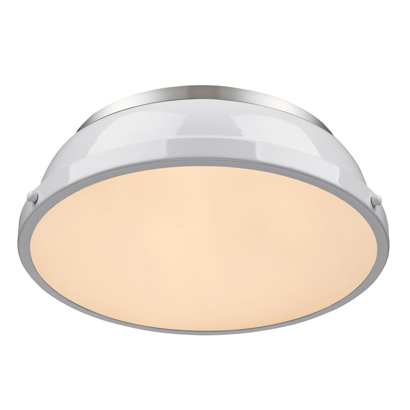 Calico Steel Flush Mount, White, Pewter