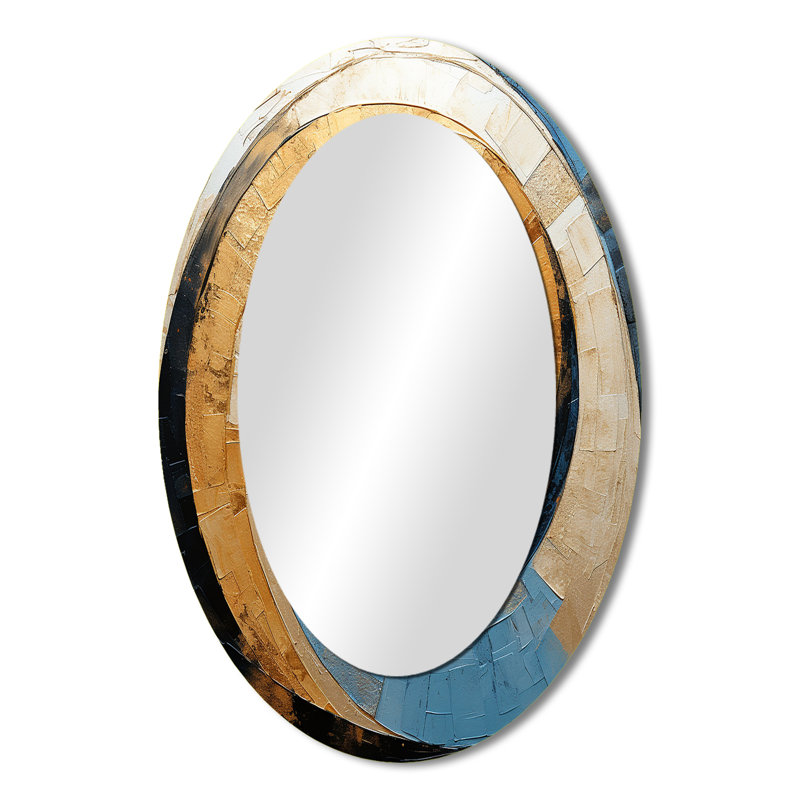 Miroir mural ovale sur métal doré, 36 po x 24 po