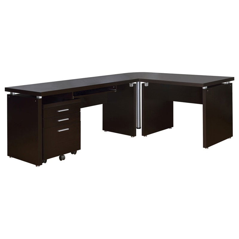 Bureau, bureau, bureau en L, bureau d'écriture, bureau en bois, avec roulettes
