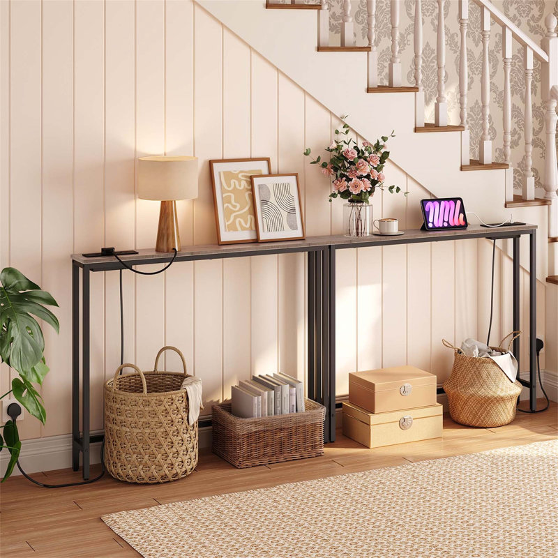 Annam 100 cm W Console Table, Grey, Black
