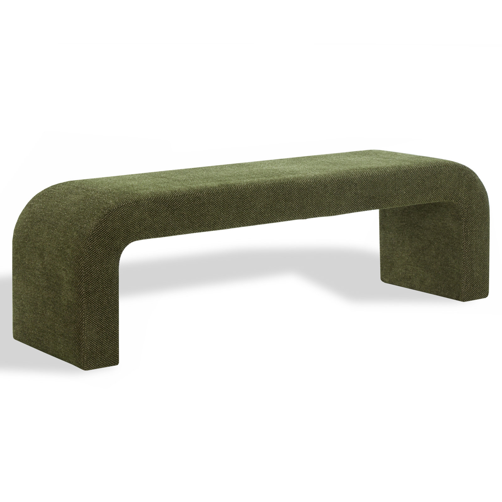 Daine 62" Linen Bedroom Bench, Dark Green Chenille