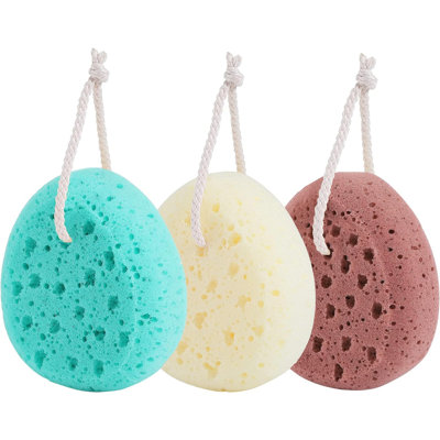 Grand poufs Luffah de douche - 3 couleurs, éponges de bain exfoliantes et nettoyantes en profondeur