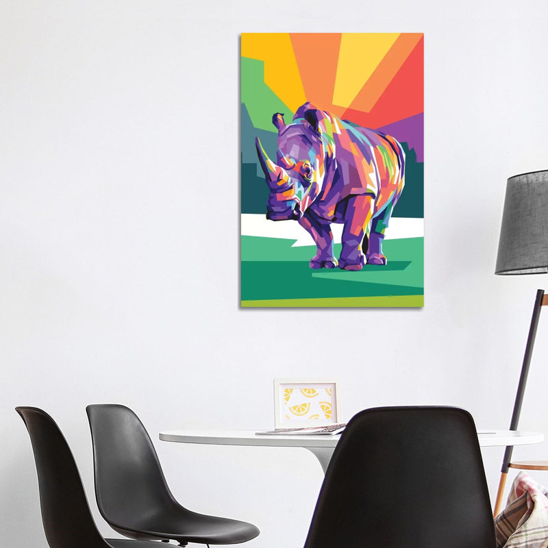 Rhino by Dayat Banggai - Print on Canvas, 101.6cm H x 66.04cm W x 1.91cm D, Wrapped Canvas