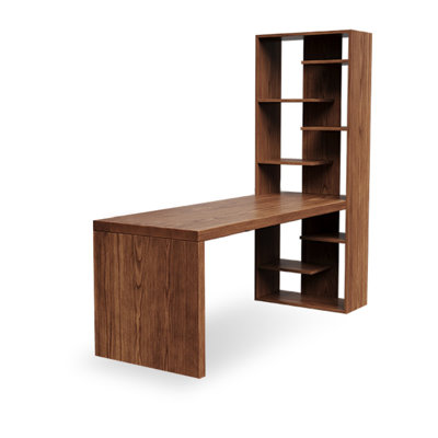 Light-walnut Rectangular Solid Wood desk