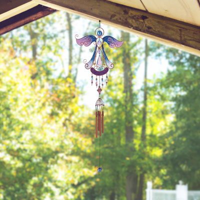 33" Long Purple Angel Copper and Gem Wind Chime  Unique Gifts