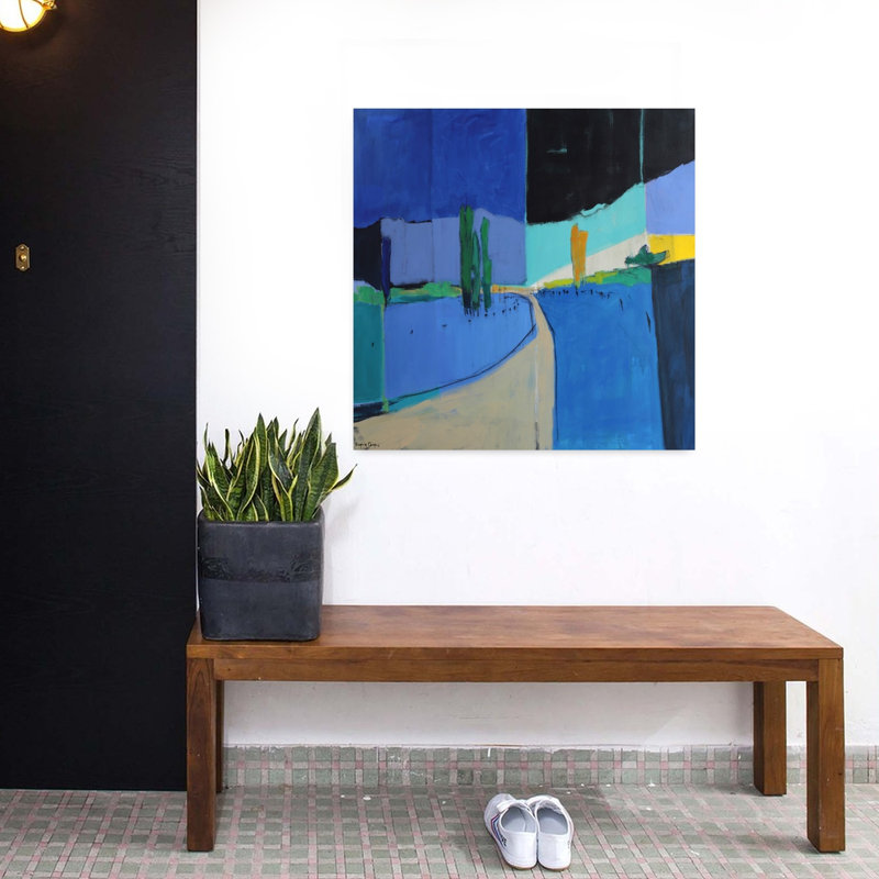 Paysage d'art abstrait contemporain, H 32 po x l 32 po