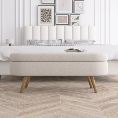 Banc de rangement ovale avec repose-pieds en bois d'hévéa