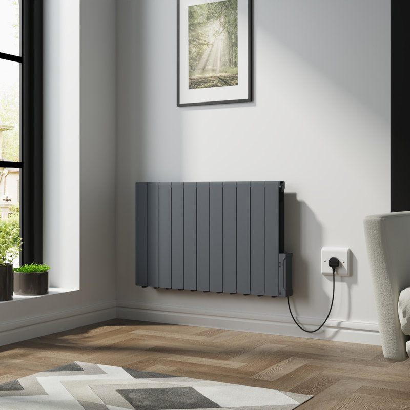 Ebern Designs Saheli Electric Wall Mounted Space Heater, Anthracite, 8.7A, 57.5cm H x 93.5cm W x 8cm D