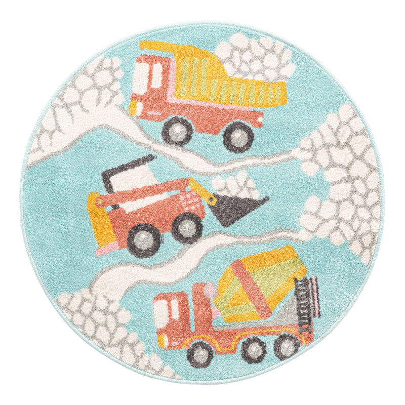 Machine Woven Polypropylene Plastic Rug, Round 3'3"