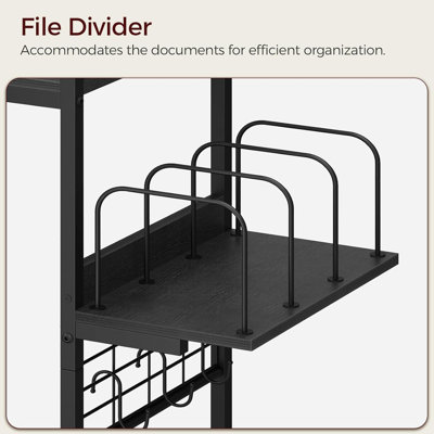Clamp on Desk Shelf, 2 Tier Desk Storage Organizer, Desktop Bookshelf with Hooks and Divider, Desk Accessories for Study and Gaming Room