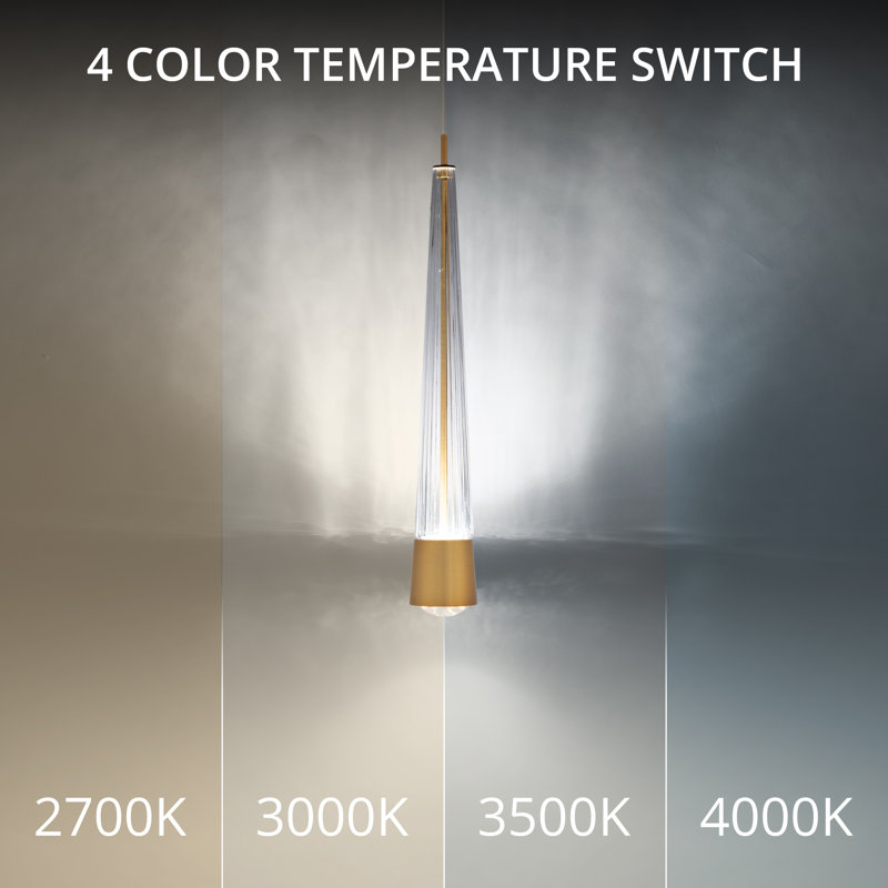 Quill LED Pendant, 3000K, Aged Brass