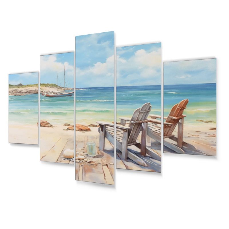 Coastal Lounging II - Ensemble d'art mural côtier en métal