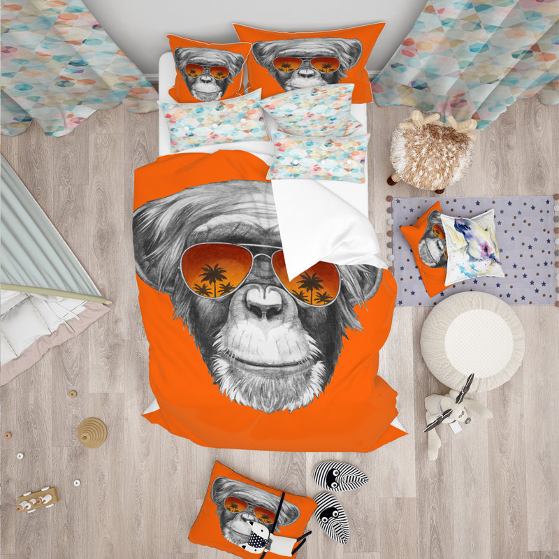Ensemble de housse de couette tropical, Housse simple + 1 taie décorative