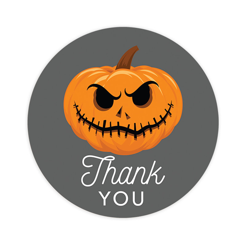 «Thank You», citrouille effrayante, joyeux Halloween, autocollants