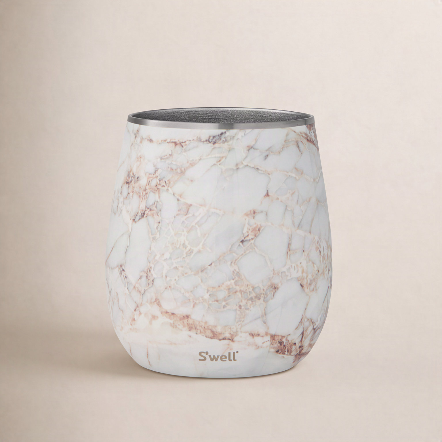 Stainless Steel Wine Tumbler, Calacatta Gold