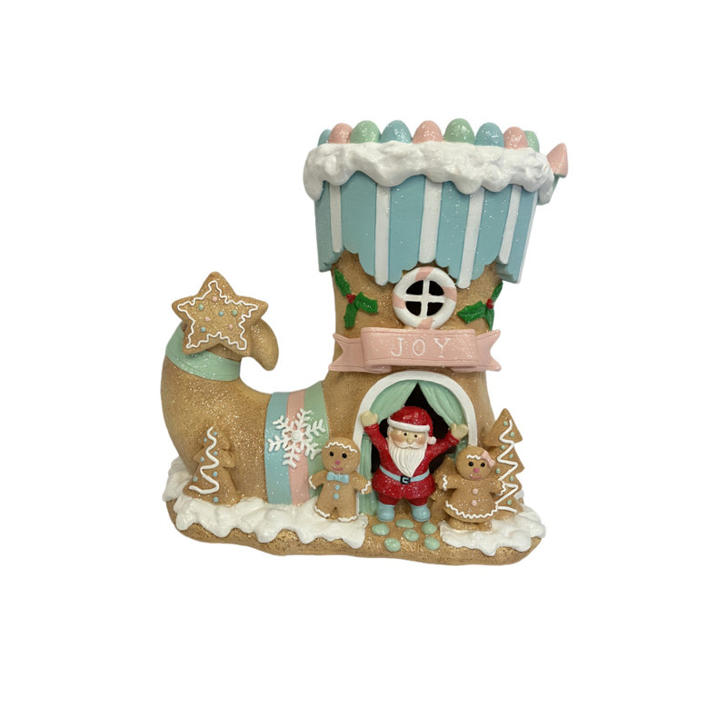 Gingerbread Lane LED Boot House Figurine