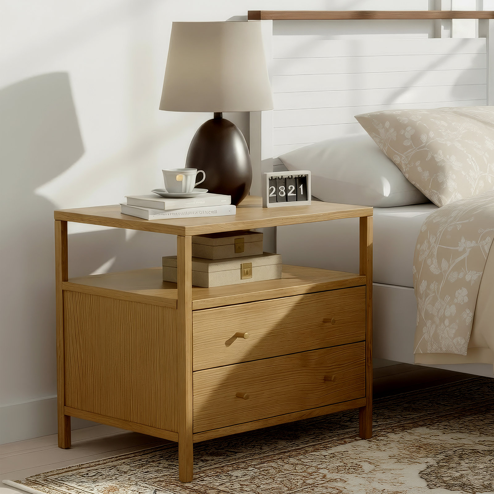 Sloane 2-Drawer Nightstand, Brown